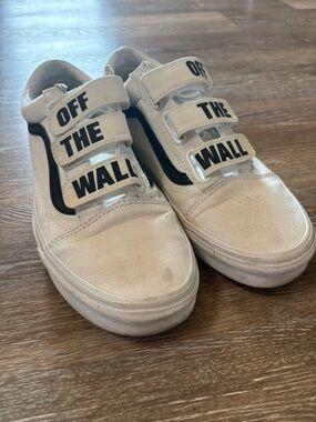 Vans White and Black Velcro Old Skool Sneakers